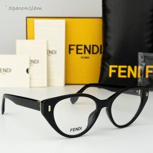 BRAND NEW Fendi FE50020I FIRST 053 Shiny Black Demo Women Cat Eye Eyeglasses